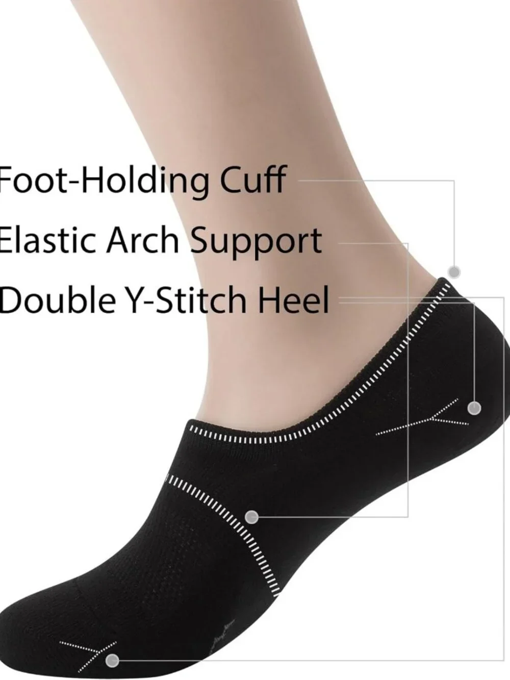 Comfortable No Show Socks with Wide Toe Box for Bunion Relief - Unisex Sizes